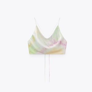 Zara silk low cut backless crop top. Tie dye. NWT